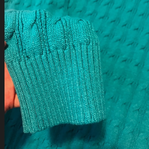 🥳 HOST PICK 🥳 Turquoise Cable Knit V-Neck Sweater Men’s Size M NWT - Picture 10 of 13